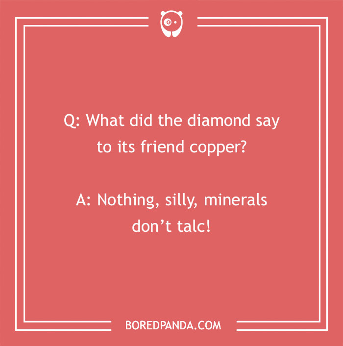 Rock joke image featuring a pun about minerals and talc, set on a red background with BoredPanda branding.