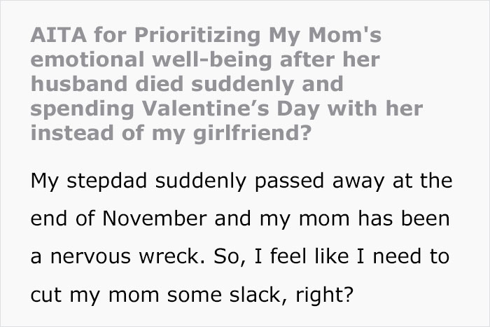 Guy Asks If He&rsquo;d Be A Jerk To Spend Valentine&rsquo;s With Mom Instead Of GF, Gets A Reality Check