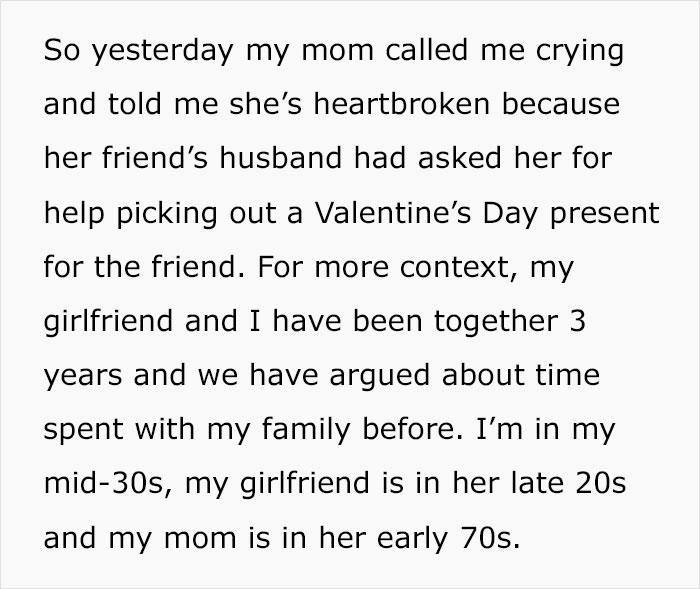 Guy Asks If He&rsquo;d Be A Jerk To Spend Valentine&rsquo;s With Mom Instead Of GF, Gets A Reality Check