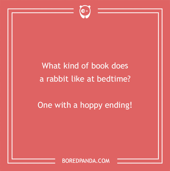 Spring joke about a rabbit's favorite bedtime book, showcasing humor related to "hoppy endings."