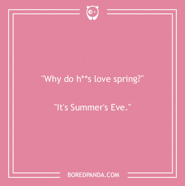 Spring joke with a witty punchline on a pink background from Bored Panda.