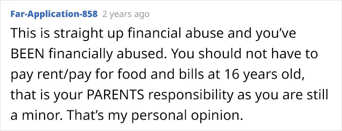 Teen Refuses To Give Up 95% Of His Paycheck As Rent, Parents Are Furious