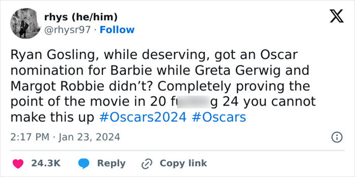 &ldquo;Proving The Point Of The Movie&rdquo;: People React To Barbie&rsquo;s Controversial Oscars 2024 Snubs
