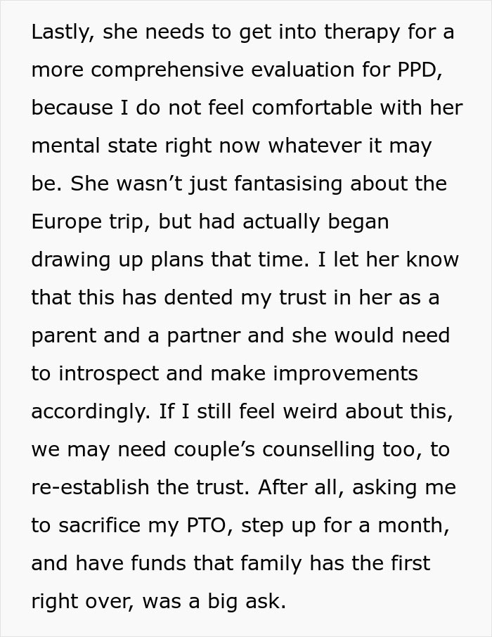 Husband Is Thinking Of Ending His Marriage After His Wife Asks For A Month Off From Being A Mom