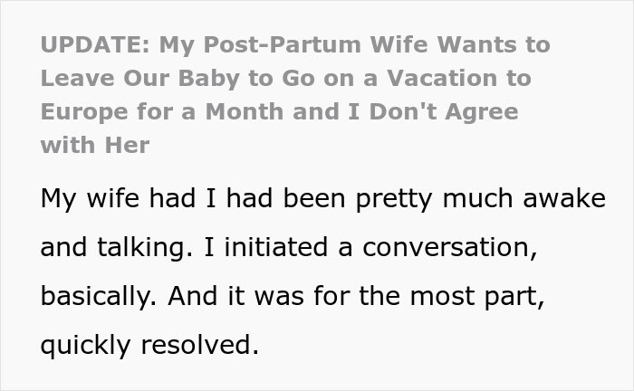 Husband Is Thinking Of Ending His Marriage After His Wife Asks For A Month Off From Being A Mom