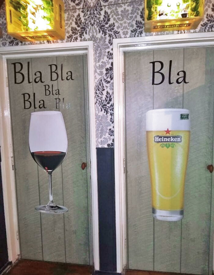 I Found This Terribly Gendered Bathroom Sign While Looking For A Local Restaurant