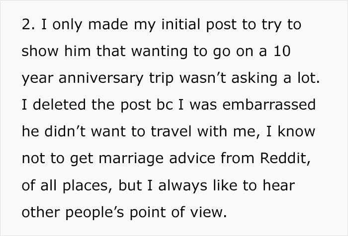 Husband Refuses To Go On A 10-Year-Anniversary Trip With Wife, She Goes With Another Man