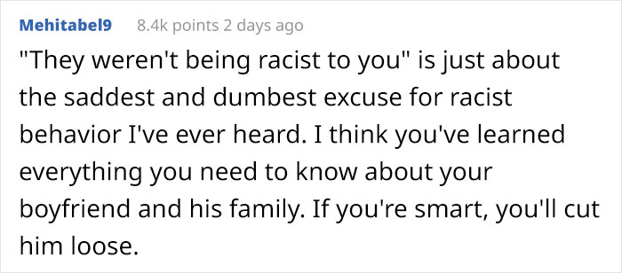 &ldquo;They Weren't Being Racist To You&rdquo;: Guy Defends Racist Family, Ends Up Single