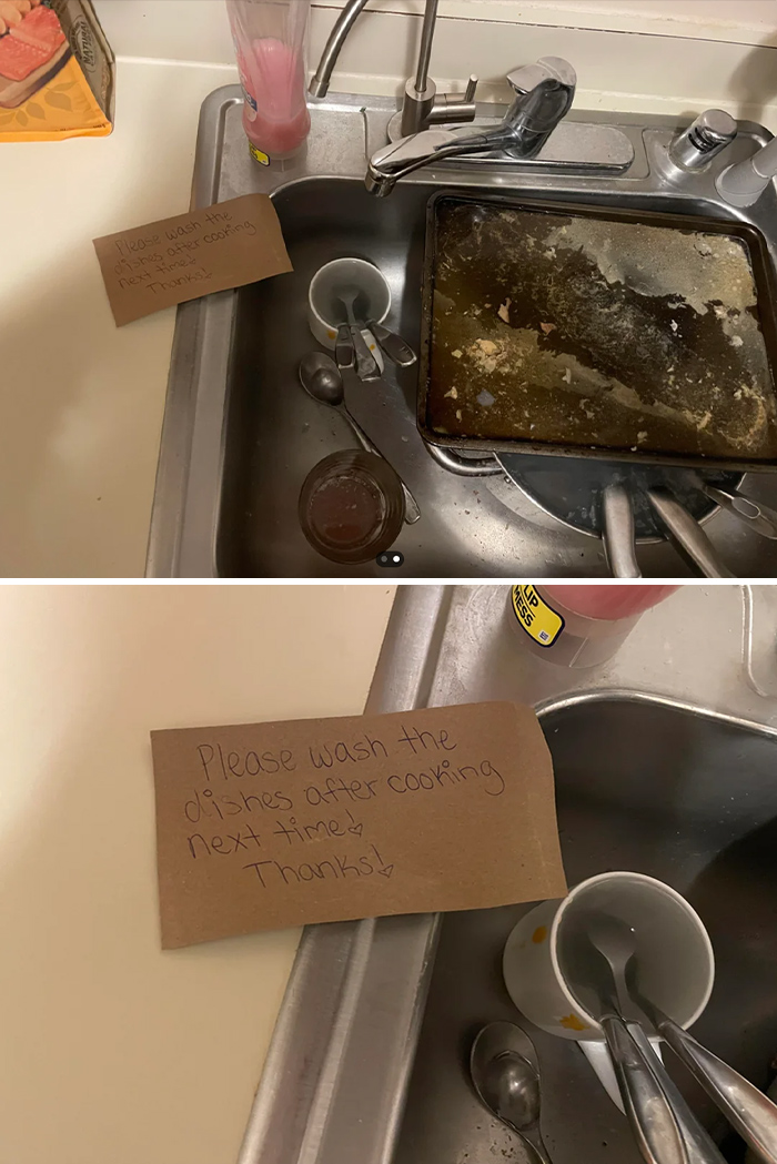 I Made Dinner For Us And Then See This Note When I Went For A Midnight Snack. She Expects Me To Do Dishes Within The Hour Even Tho She Never Even Cooks Anything