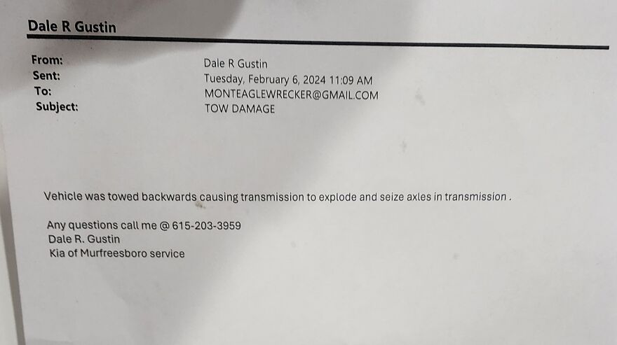 Tow Company Destroys Woman's Car Then Threatens To "Come After" Her.