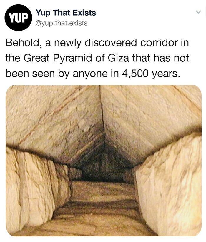 Newly discovered corridor inside the Great Pyramid of Giza, showcasing weird but very real ancient architecture.