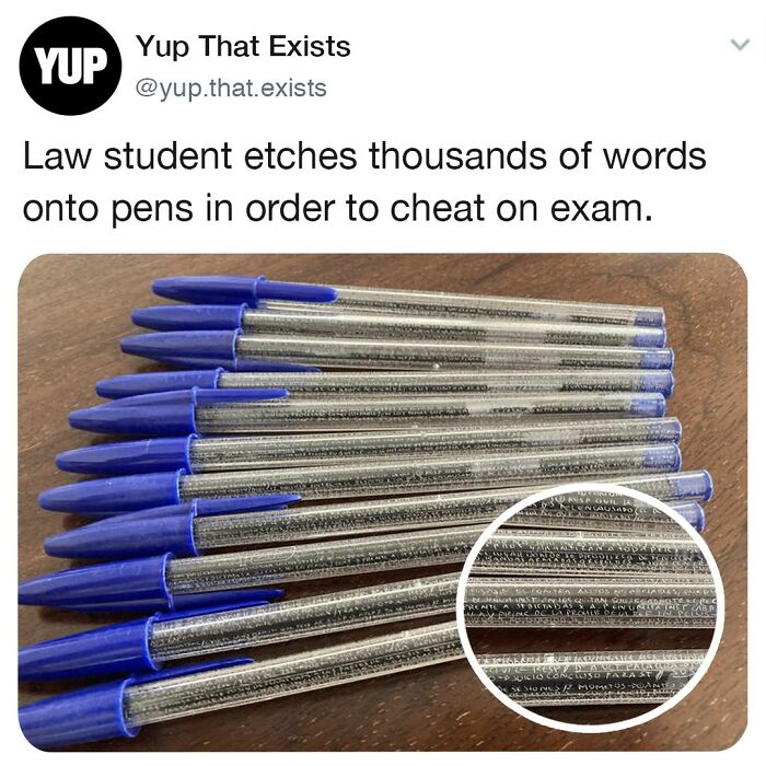 Pens with thousands of tiny words etched inside as a weird but real example of unusual items shared online.