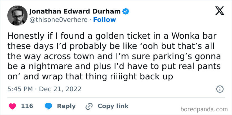 The Deal Is, Willy, I’m Highly Particular About My Chocolate. In Any Given Box, I’m Simply Not Interested In 80% Of The Offerings. Some Sort Of Berry Flavored… Nougat? Is That What We Call It? All Set, Tysm. And What Appears To Be A Mummified Cherry Soaking In A Pool Of Cough Syrup? Who *actually* Enjoys This? Why Would I Leave My Home, The Place Where My Bed Is, To Go Do A Group Activity In A Factory With A Bunch Of Children When I Can Simply Door Dash My Top Chocolate Choices (Discounted Heart Shaped Reese’s- The Holiday Shapes Just Hit Different- And Whatchamacallit, Of Course) And Hang Out In A Space With Zero Children While Binge Watching Episodes Of Bake Off?? @thisone0verhere