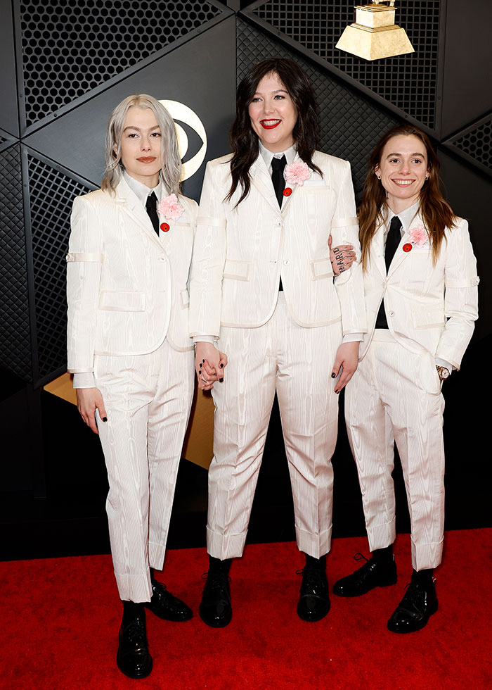 Phoebe Bridgers, Lucy Dacus And Julien Baker Of Boygenius In Thom Browne Suits