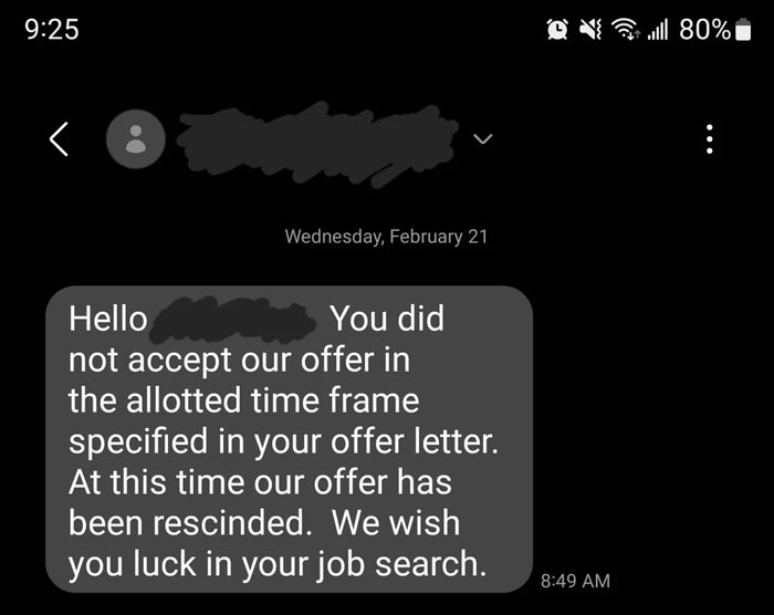 Candidate Fails To Confirm Job Offer As Term Specified In The Letter Apparently Included Holidays