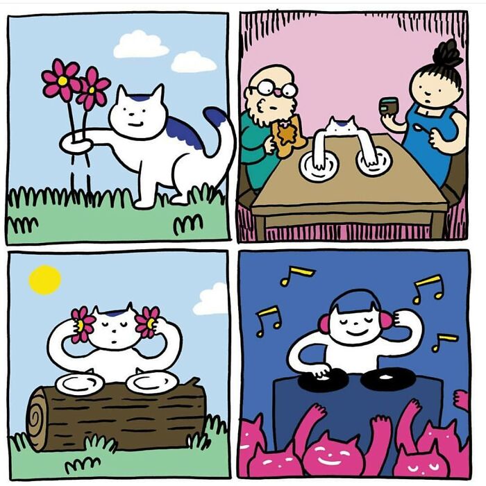 Humorous And Adorable Cat Comic By Pussloose