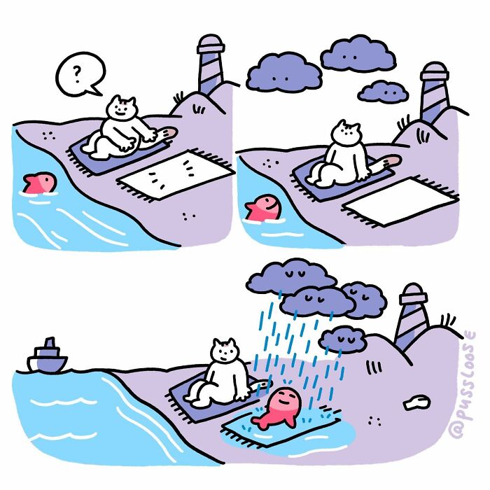 Humorous And Adorable Cat Comic By Pussloose