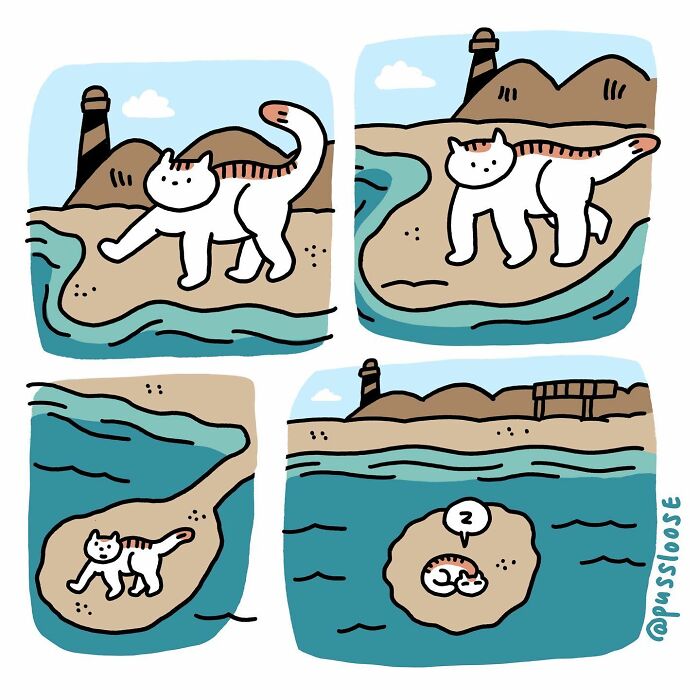 Humorous And Adorable Cat Comic By Pussloose