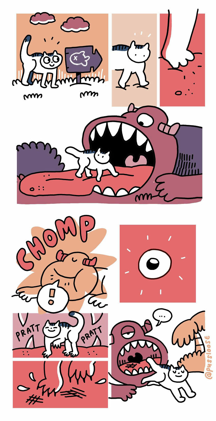 Humorous And Adorable Cat Comic By Pussloose