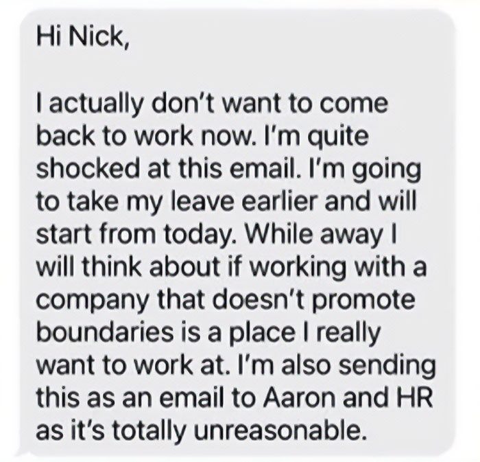 Worker Quits Job After “Unacceptable” Text From Boss Abruptly Canceling His Annual Leave Worker Quits Job After “Unacceptable” Text From Boss Abruptly Canceling His Annual Leave