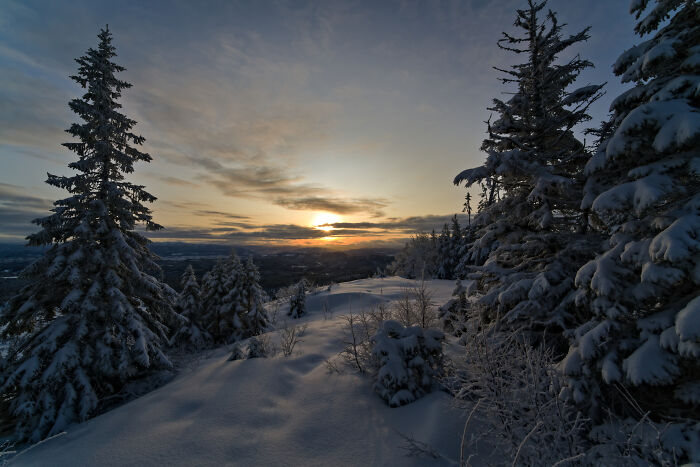 Beautiful Sunset On Christmas Day In Trondheim, Norway