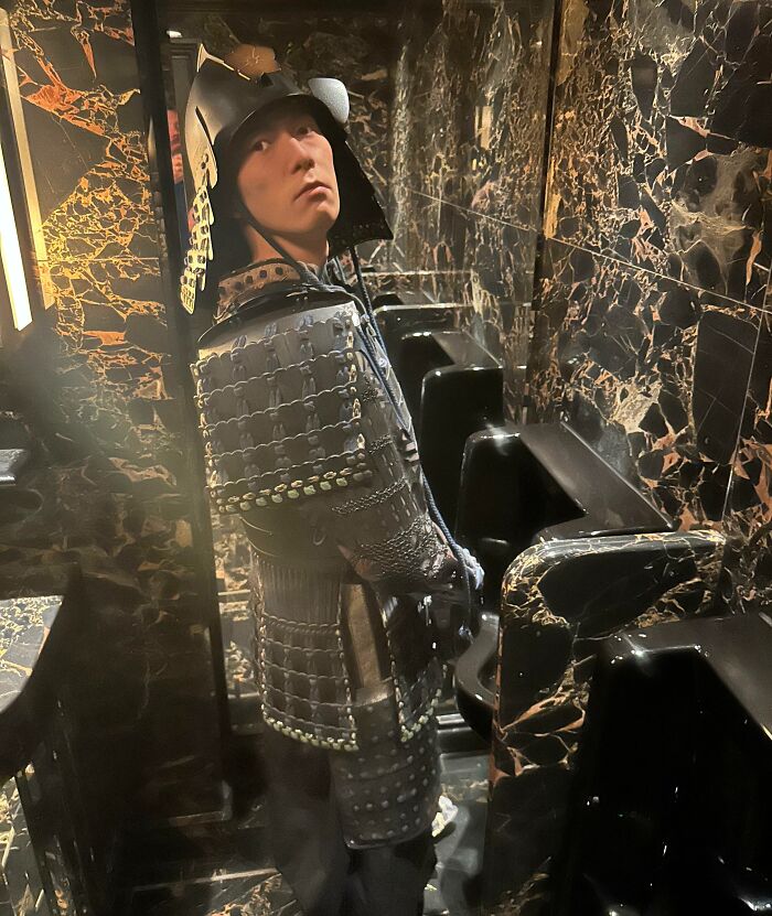 This Japanese Restaurant Has A Waxwork Samurai In The Urinals