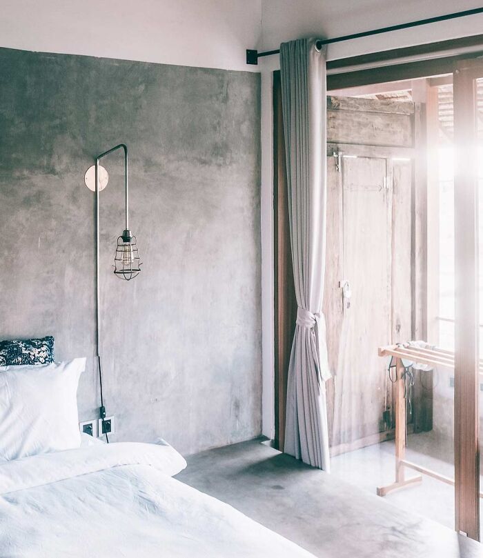 Monochromatic Industrial Bedroom
