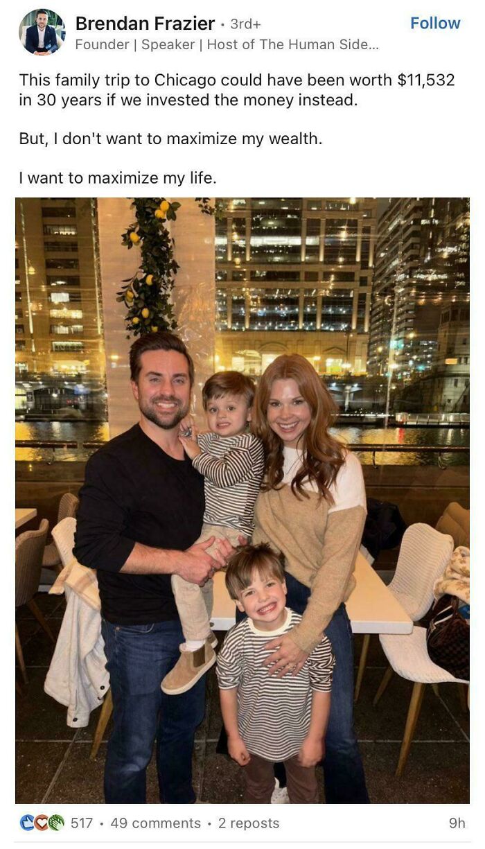 Family enjoying time together in Chicago, highlighting struggle with hustle culture and prioritizing life over wealth.