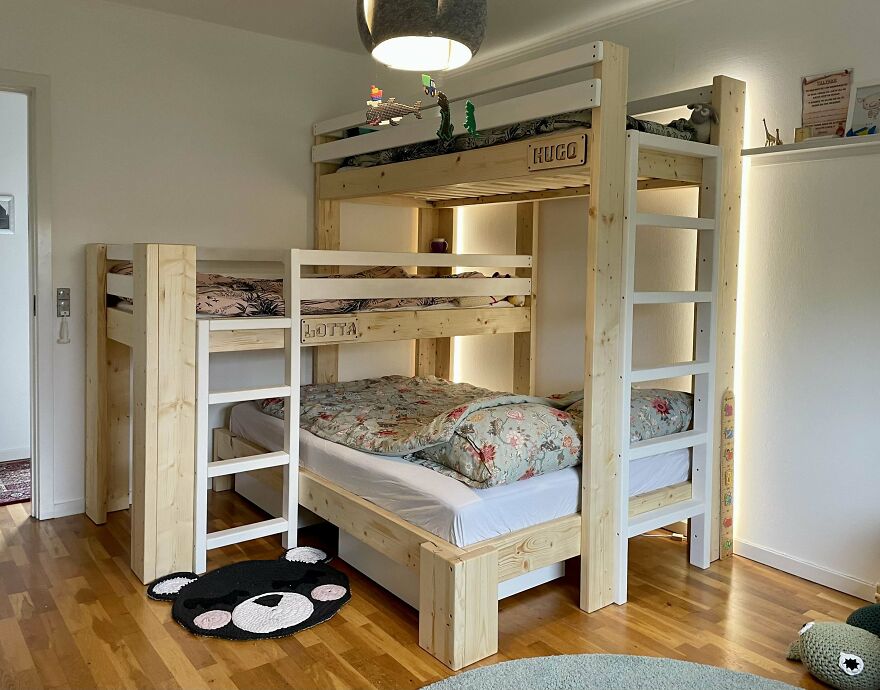 I Made A Triple Bunk Bed For My Kids
