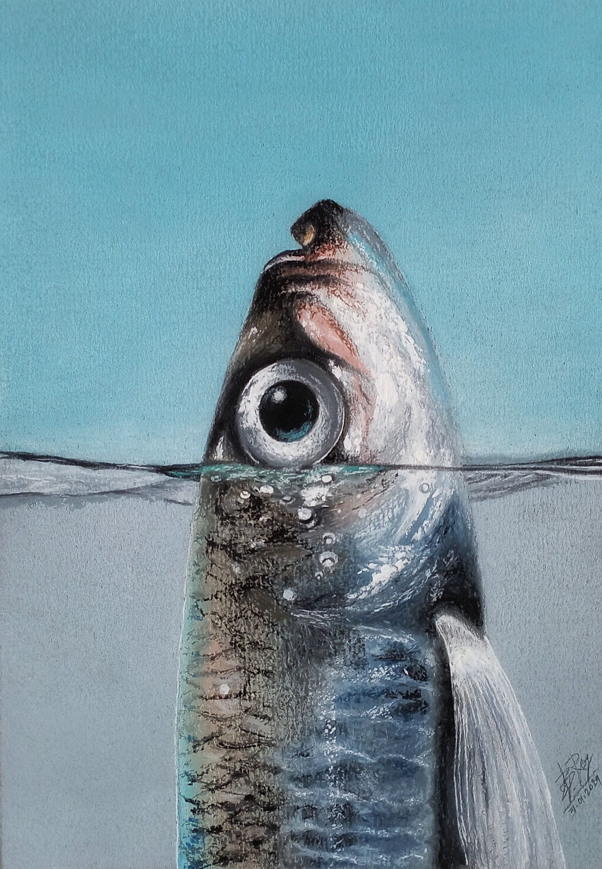 I Made This Yesterday. It Took Me Around 4 Hours. It's In Oil Pastel On 7x5 Grey Paper. Can You Guess The Name Of This Drawing 😉😃