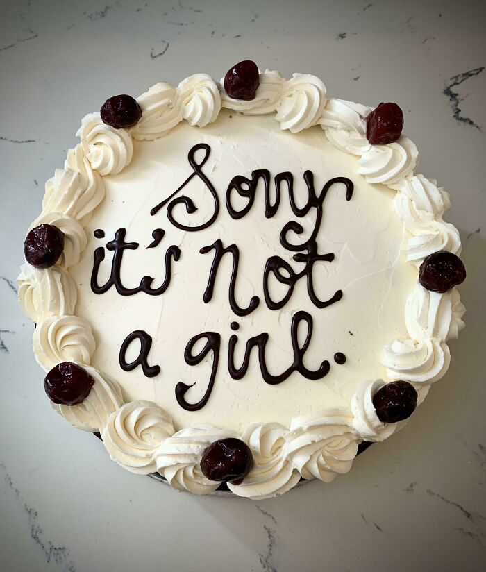 Husband Surprised Me With Pity Party Gender Reveal. Cake Makes Everything Better