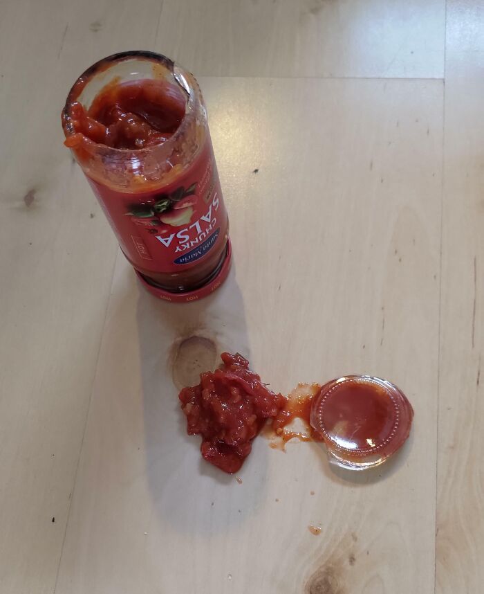 My Jar Of Salsa Broke Rather Practically
