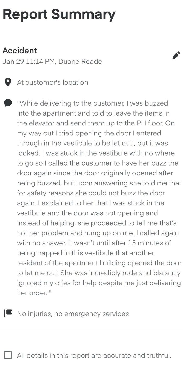 Trapped In Customer’s Vestibule