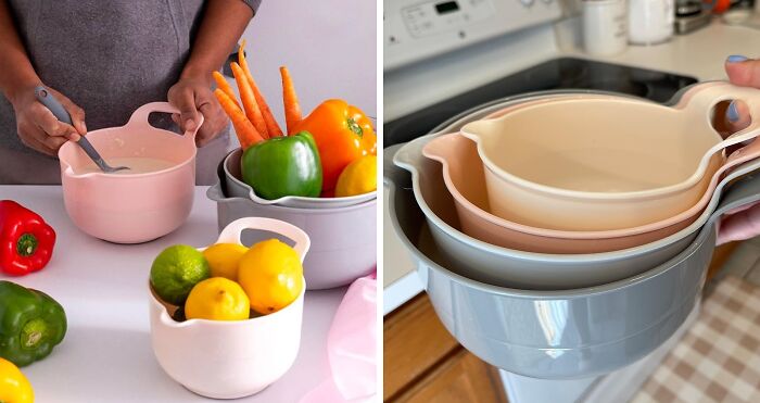 Elevate Your Culinary Experience With COOK WITH COLOR Mixing Bowls: A 4-Piece Nesting Plastic Set Featuring Convenient Pour Spouts And Handles!
