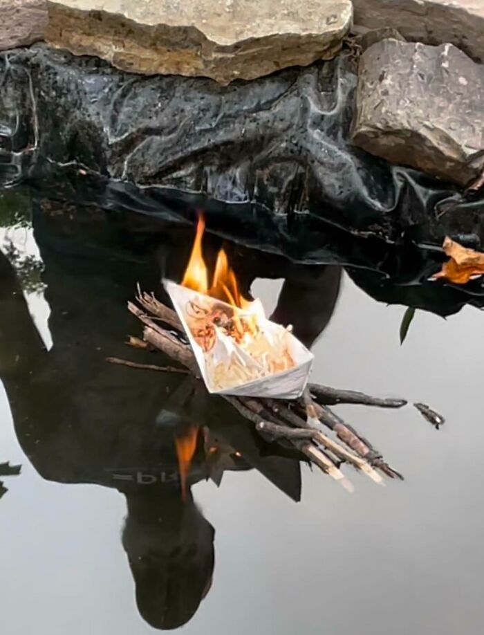 My Grandmother Was Paranoid That A Cockroach My Stepdad Dispatched Wasn't Actually Dead, So They Gave It A Viking Funeral