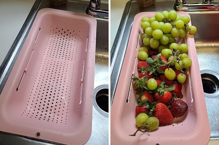 Experience Culinary Convenience With BLUE GINKGO Over The Sink Colander Strainer Basket: Effortlessly Wash, Drain, And Dry Your Favorite Foods And Dishes!