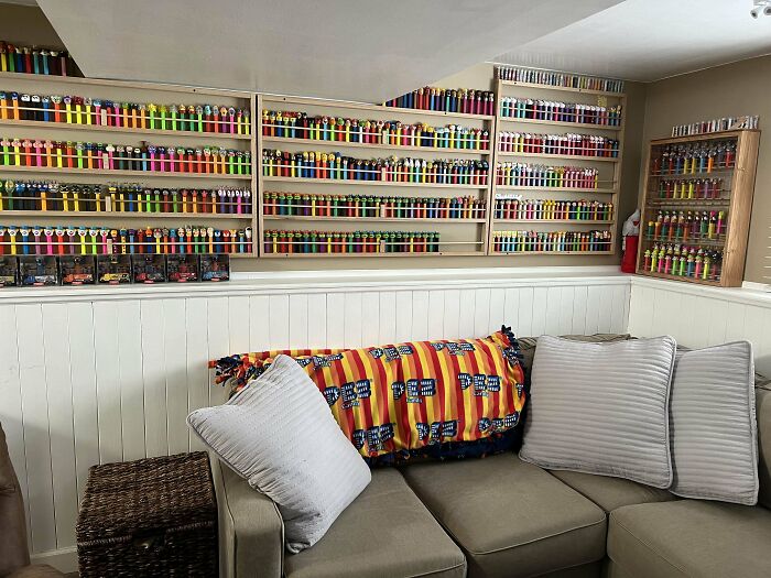 Current Family Room/Pez Room. Most Stuff Is On Display. About 250-300 Pez And Non Pez Dispenser Items Still Need To Go Up. This Is Approx 2,800 Different Dispensers On Display