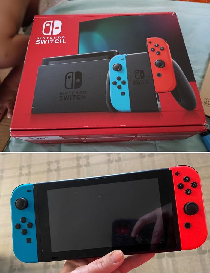 Enter The Gaming Realm With Nintendo Switch With Neon Blue And Neon Red Joy‑Con: Immerse Yourself In A World Of Colorful Adventures!