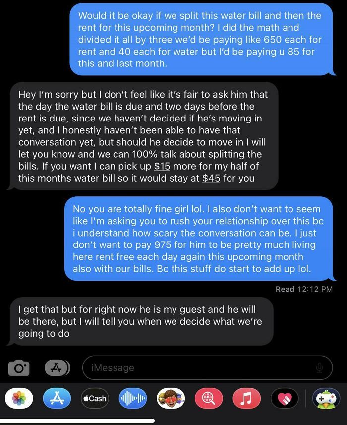 I Asked About Roommates BF Paying Rent