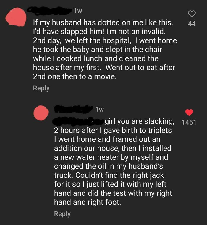 Woman Posts Cute Video Of Husband Helping Her Get Around Hours After Giving Birth