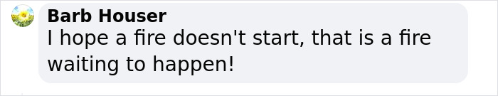 Comment expressing concern about fire risk in a densely populated Chinese dystopian apartment building.