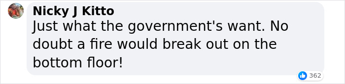 Comment about a Chinese dystopian apartment building holding 20,000 residents, expressing concern about fire risks.