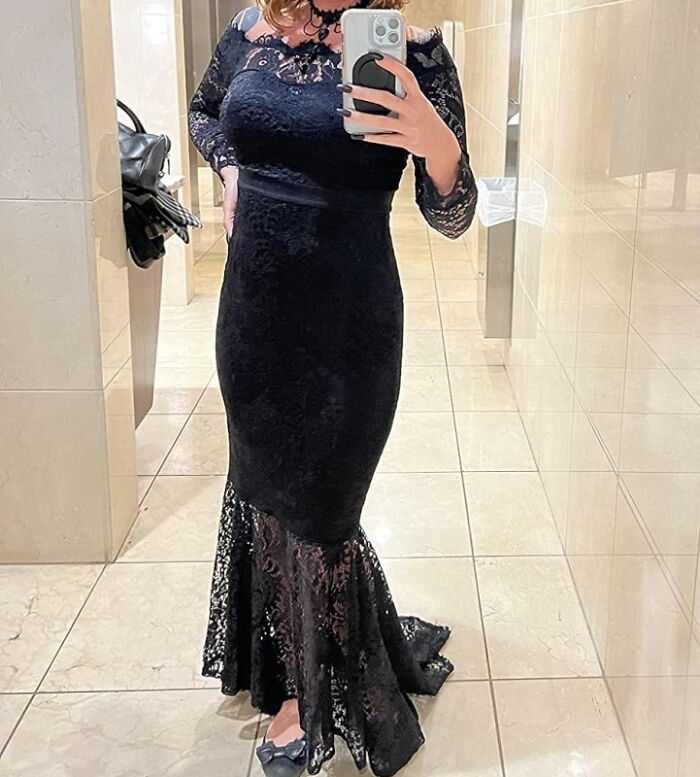 Flaunt Your Curves In This Floral Lace Off Shoulder Dress