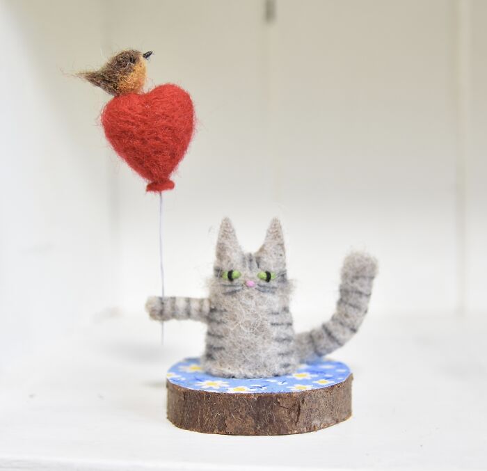 Tabby With Robin Friend