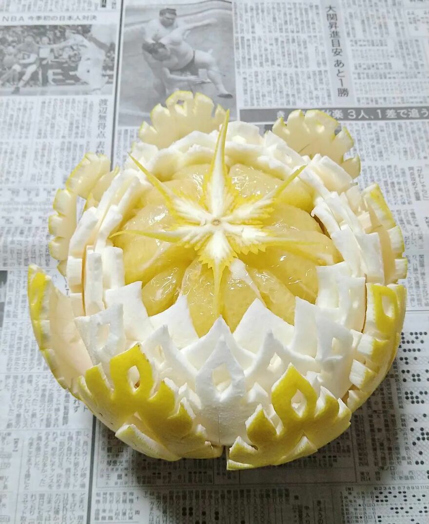 Gaku Carving, A Food Carving Artist, Changes Vegetables And Fruits Into Surprising Artworks (New Pics)