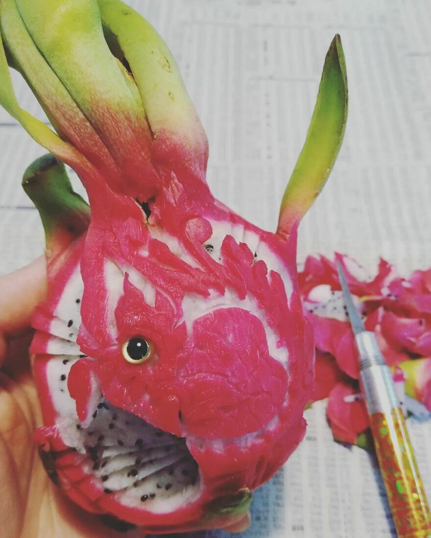 Gaku Carving, A Food Carving Artist, Changes Vegetables And Fruits Into Surprising Artworks (New Pics)
