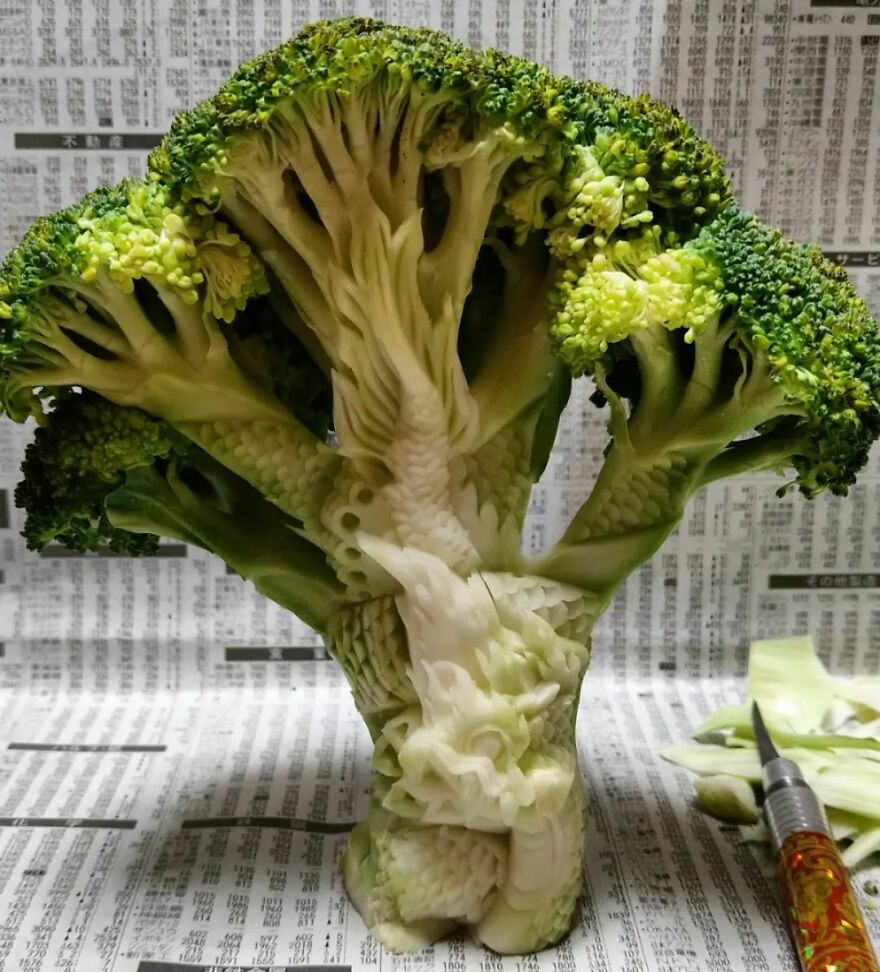 Gaku Carving, A Food Carving Artist, Changes Vegetables And Fruits Into Surprising Artworks (New Pics)