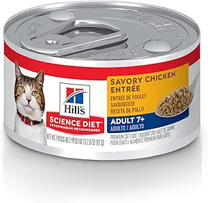 Hill's Science Diet cat food can for indoor cats, savory chicken entr&eacute;e.