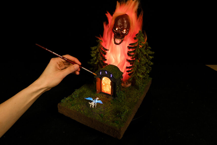I Made An Epic Fantasy Diorama "The Flaming Gatekeeper"