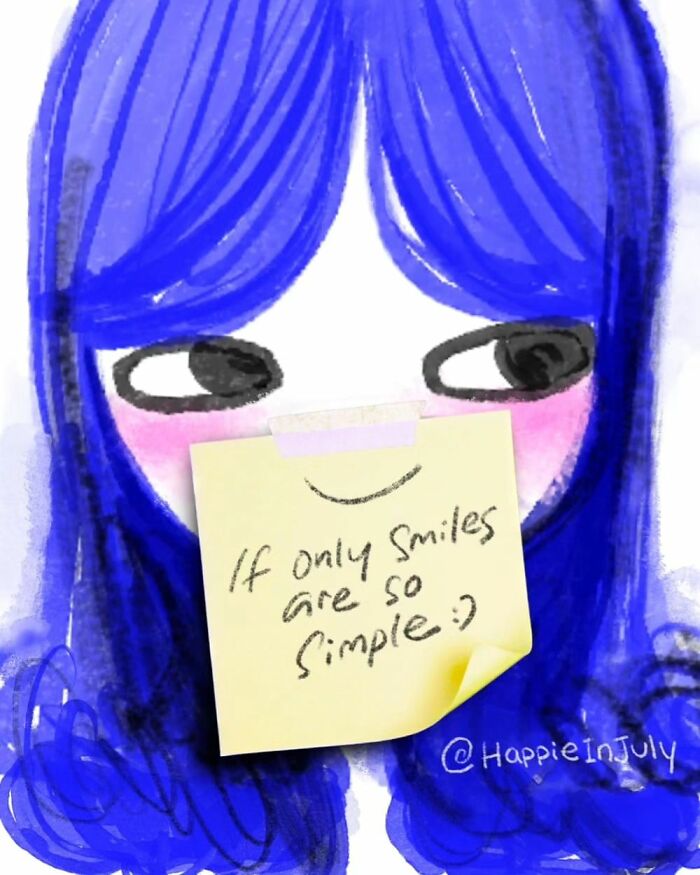 I Created A Webcomic About A Depression Named Happie And A Girl Named July, And How They Learn To Live With Each Other